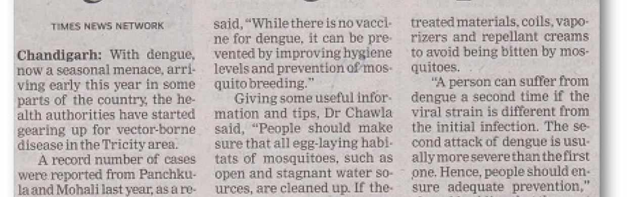 Don’t let your guard down against dengue : Dr Parvinder Chawla